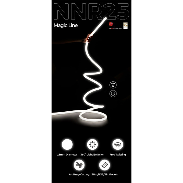 Гнучкий неон COLORS 24V IP65 21,6W 2300/4000K 5м (NNR25-CCT) - фото №3