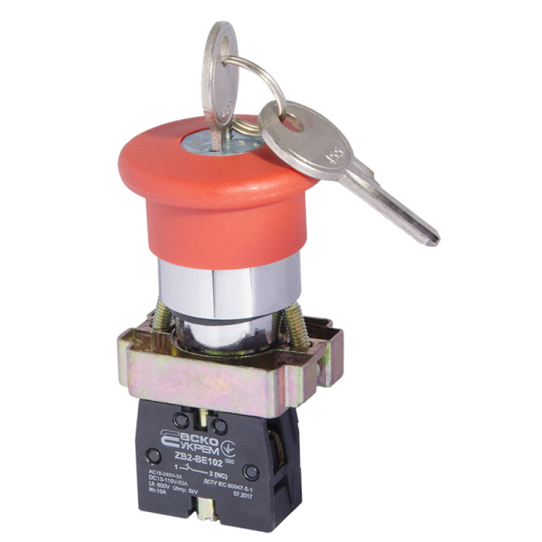 Кнопка безпеки Аско-Укрем XB2-BS142 з ключем (A0140010016)