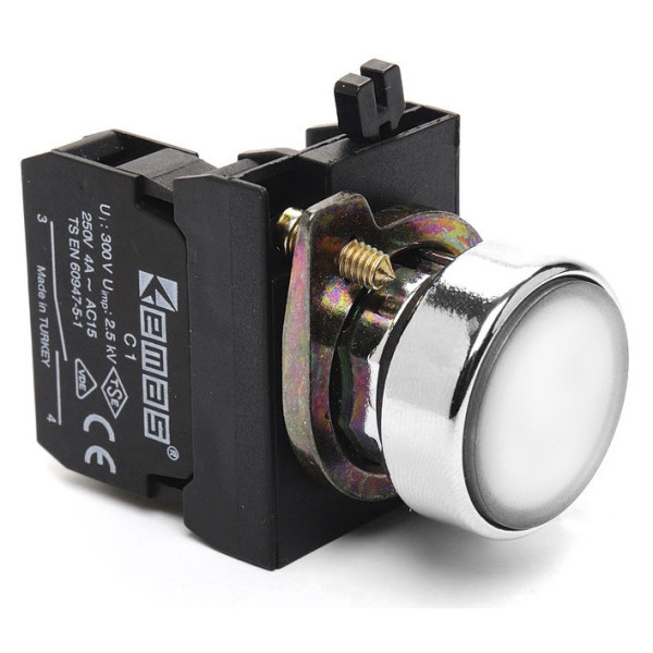 Натискна кнопка EMAS CM100DB (1НО) біла