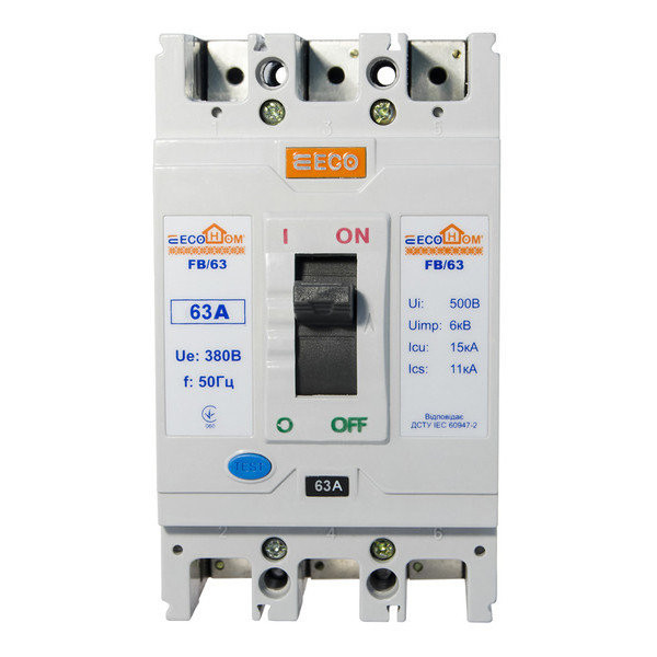 Автоматический выключатель ECOHOME ECO FB/63 3p 63A