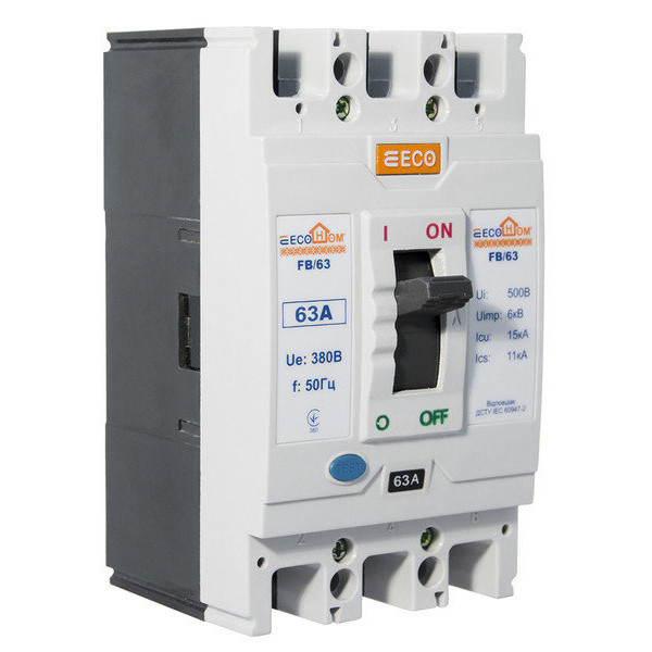 Автоматический выключатель ECOHOME ECO FB/63 3p 63A - фото №3