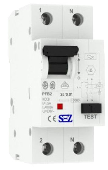 Пристрій захисного відключення (диференціальне реле) SEZ PFB2 25 A/0,01A (PFB2_25A/0,01A)