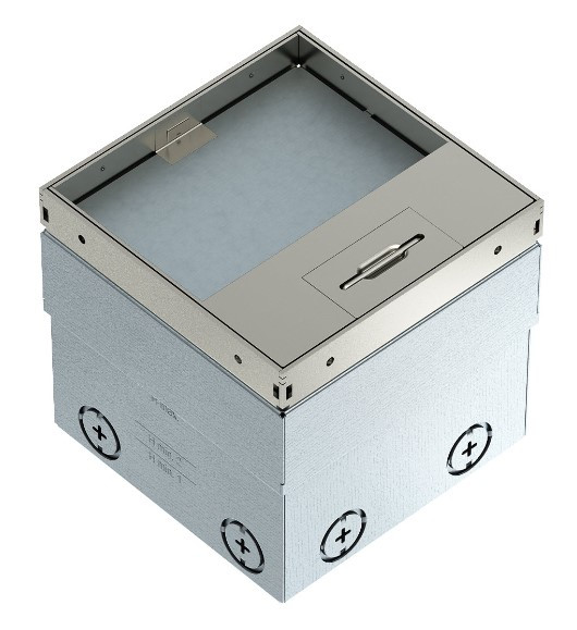 Розетковий люк OBO Bettermann (7368324) UDHOME2 2x розетки 250В 16A для покриття 15мм, (h.=110...135мм) 140х140х110мм - фото №1