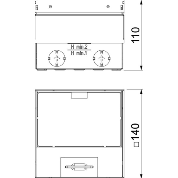 Розетковий люк OBO Bettermann (7368324) UDHOME2 2x розетки 250В 16A для покриття 15мм, (h.=110...135мм) 140х140х110мм - фото №3