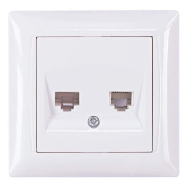 Розетка компьютерная+телефонная TNSy Latina IP20 белая (TNSy5000166)