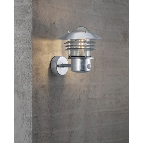 Вуличний світильник з датчиком руху Nordlux 25101031 Vejers E27 1x60W IP54 сріблястий - фото №1