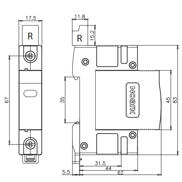 ПЗІП NOARK Ex9UE2 20 2 (C) 40кА 275В AC змінний модуль (103344) - фото №1