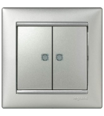 Механизм 2-кл. выключателя Valena с подсветкой алюминий - фото №1