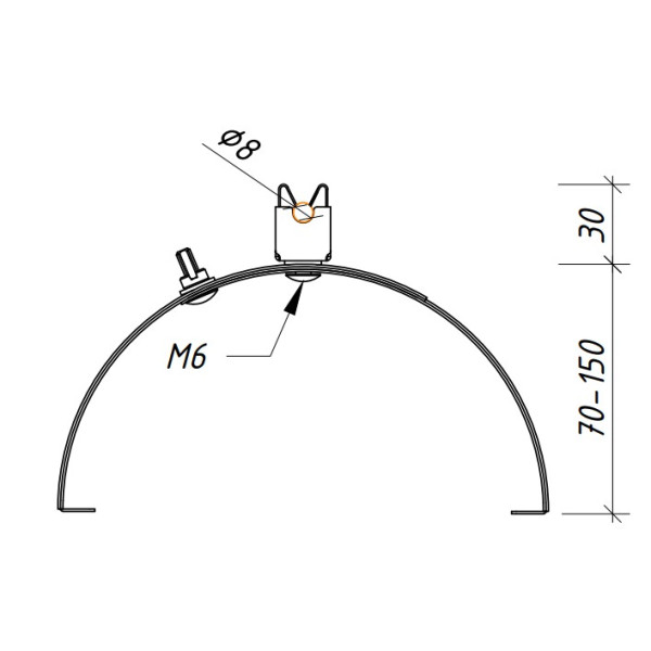 Тримач на півкруглий гребінь даху Leo Lightman з тримачем Niro Ni (304133) - фото №1