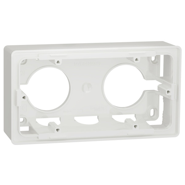 Двопостова коробка Schneider Electric NU800418 для відкритої установки (біла) - фото №1