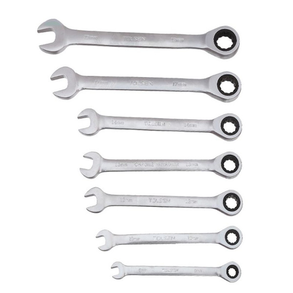 Комплект храповых ключей Tolsen (15229) 8-19мм (7шт) - фото №2