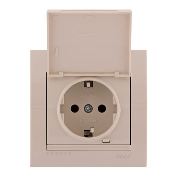 Розетка із з/к, з кришкою, кремова, Deriy, Lezard