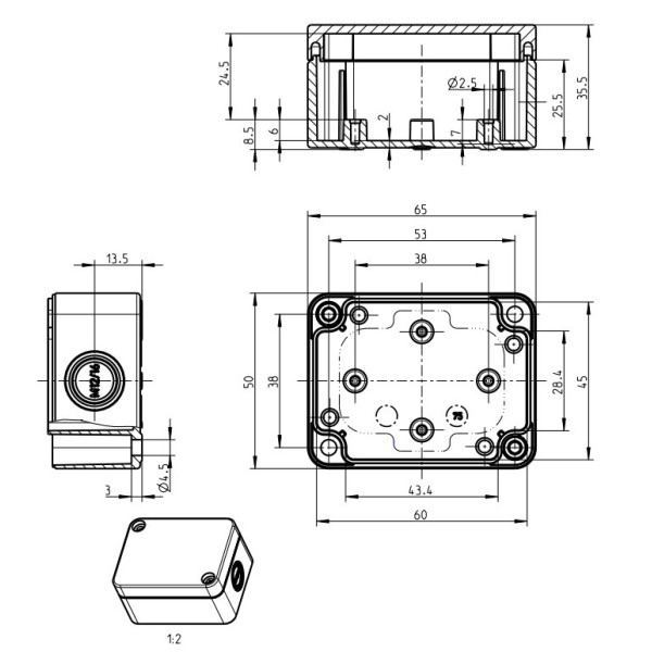 Коробка распределительная Spelsberg PC 75-4-m (1хM12/16) (sp12747501) - фото №5
