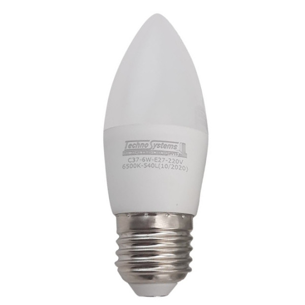 Светодиодная лампа TNSy LED Bulb-C37-6W-E27-220V-6500K-630L GOLDEN (TNSy5000252)