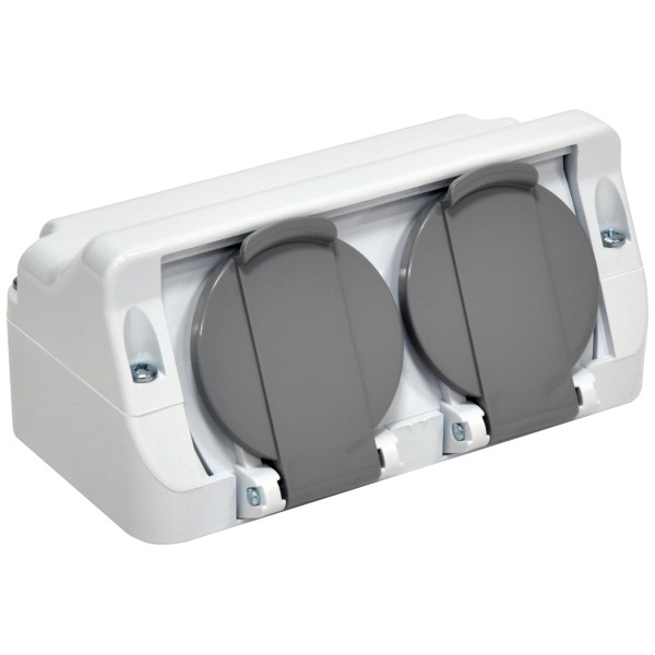 Накладна розетка двомісна з кришкою ETI PRE-2 IP44 (4481020)