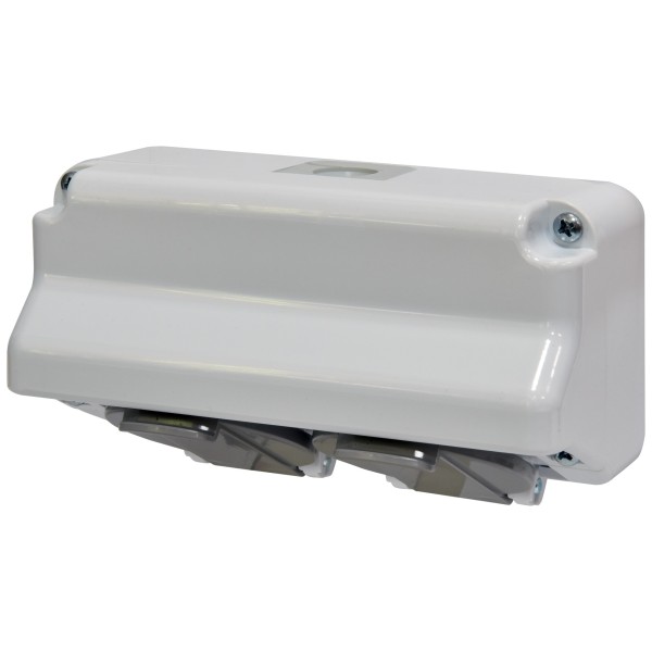 Накладна розетка двомісна з кришкою ETI PRE-2 IP44 (4481020) - фото №1