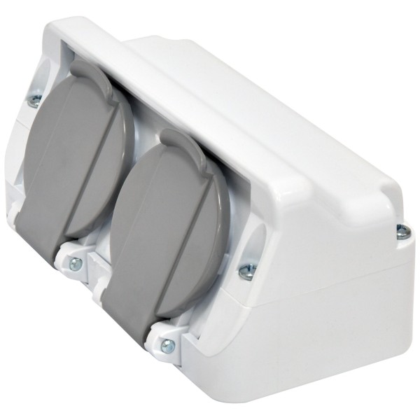 Накладна розетка двомісна з кришкою ETI PRE-2 IP44 (4481020) - фото №2