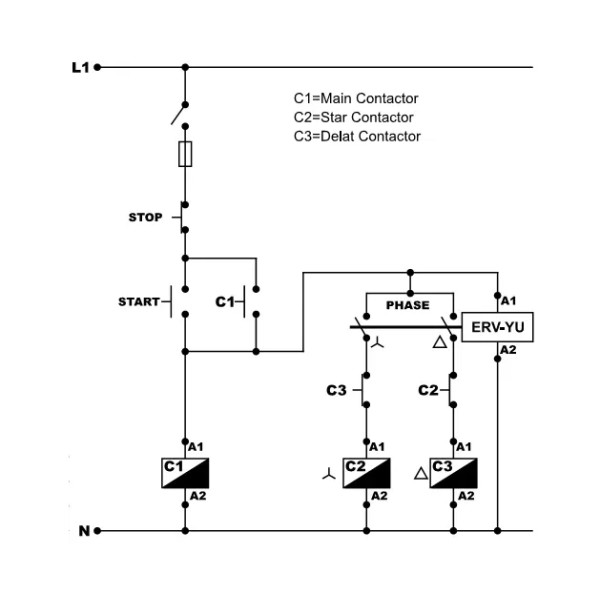 Реле контроля и задержки времени Tense ERV-YU звезда/треугольник - фото №1