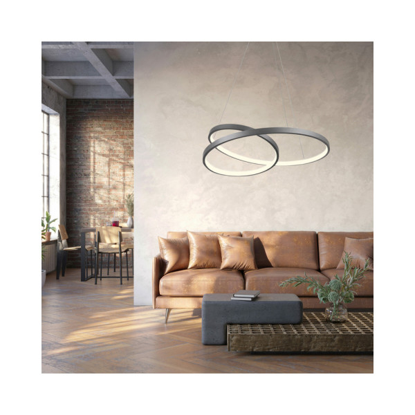 Люстра подвесная светодиодная круглая Goldlux 328021 Zefira 50 Led 1x40W 4000K 3700Lm IP20 Антрацит - фото №1