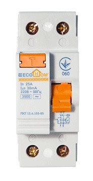 УЗО ECOHOME 1Р+N 25A/30мА - фото №1