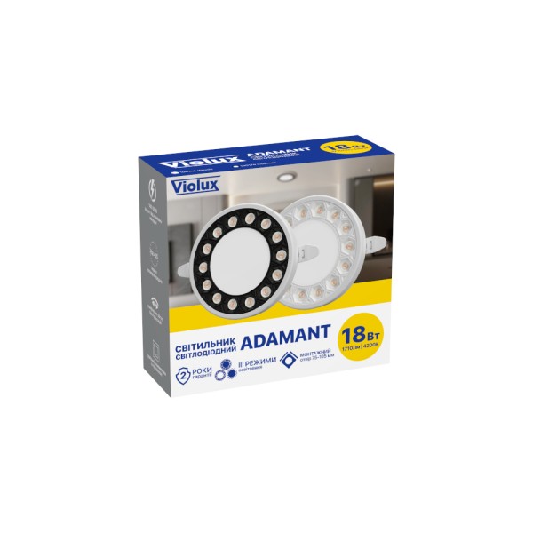 Світильник LED даунлайт Violux ADAMANT 18W 4200K круг IP20 білий ( 100160 ) - фото №6