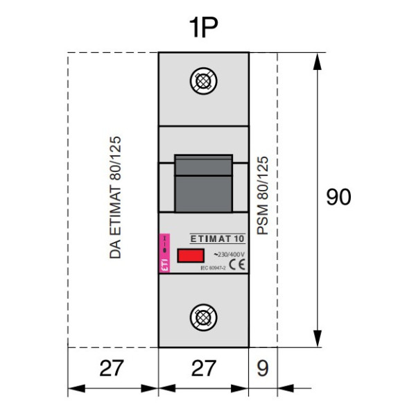 Автоматичний вимикач ETI 002131733 ETIMAT 10 1p C 125А (15 kA) - фото №1