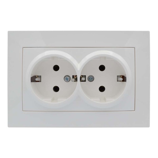 Розетка ELBI ZENA біла 2-на з заземленням без рамки ( 609-010200-907 ) - фото №1