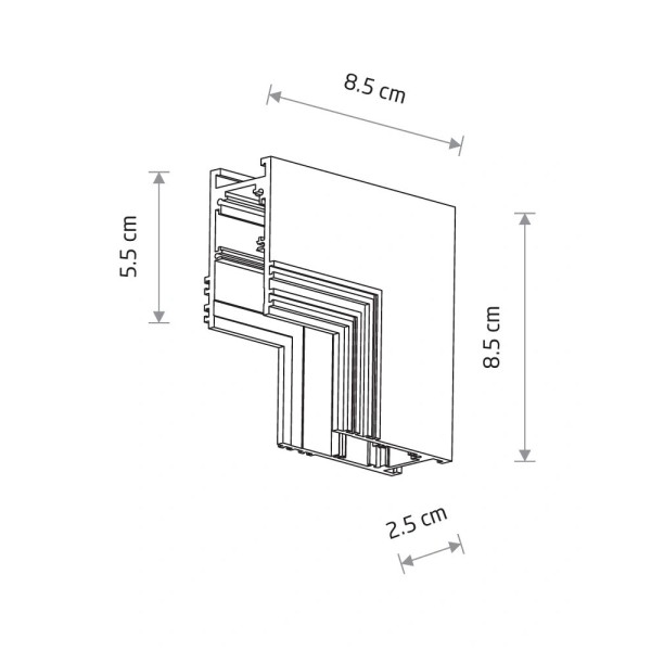 З'єднувач кутовий стельо-стіновий врізний Nowodvorski 11623 LVM Recessed Inside Corner IP20 білий - фото №1