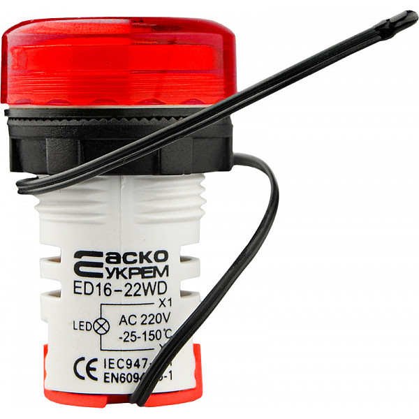Цифровий вимірювач температури Аско-Укрем ED16-22WD -25°С-150°C червоний (A0190010043) - фото №3