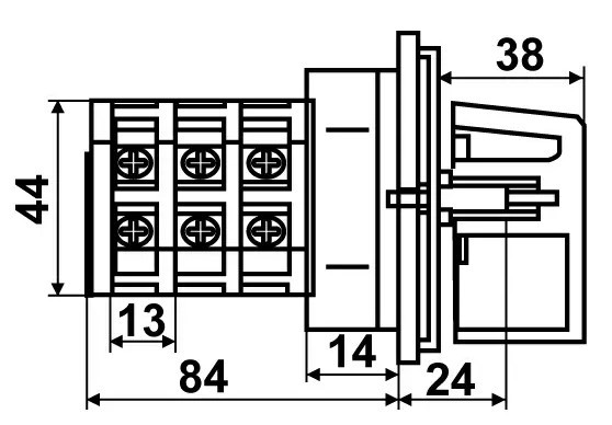 Пакетный переключатель Аско-Укрем ПКП Е9 1.831 A0110010002 (1-0-2 1 полюс) - фото №3
