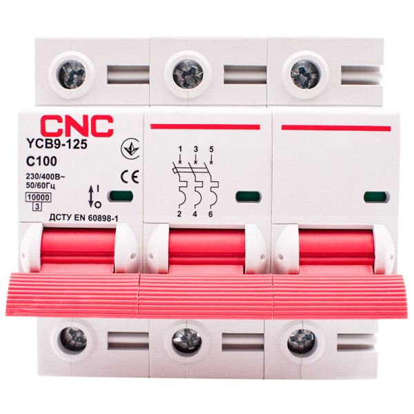 Автоматичний вимикач CNC YCB9-125 3Р 100А 10kA C
