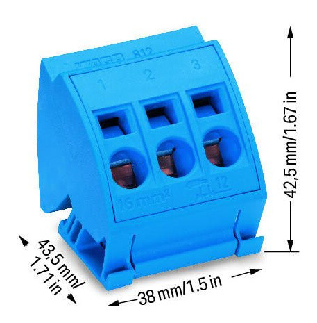Збірна клемна колодка Wago 812-114 16мм (синя) - фото №1