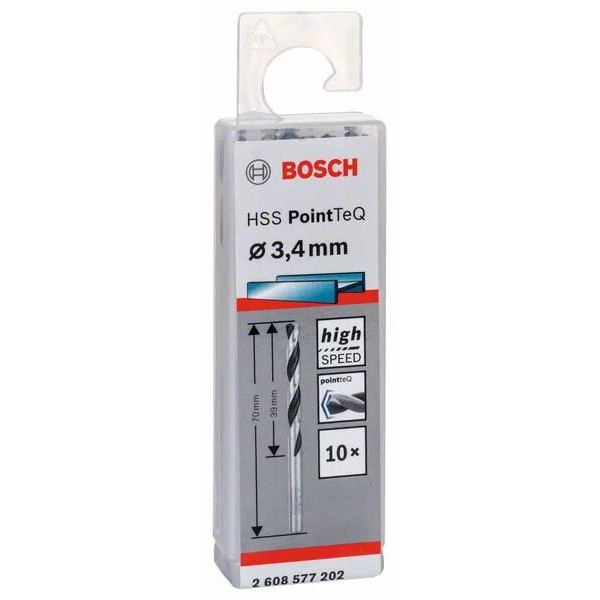 Сверла Bosch 2608577202 PointTeQ Svyerl HSS 3,4мм (10шт) - фото №1