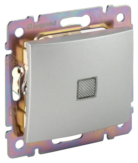 Механизм проходного выключателя Valena с подсветкой алюминий