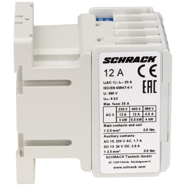 Контактор Schrack LZDM1213 Cubico Mini 230В AC 1НO 5,5 кВт 12А 3Р - фото №2