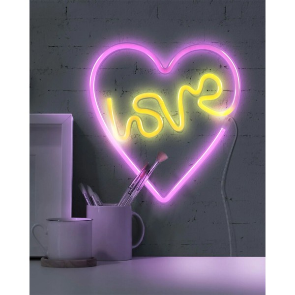 Бра, настенный светильник Goldlux 327154 Neon Love Heart LED 1x3W IP20 белый - фото №2
