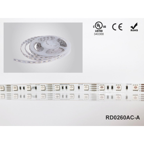 LED лента RISHANG 60-5050-24V-IP20 12.9/4.7W RGB+3000K 5м (RD0260AC-A) - фото №1