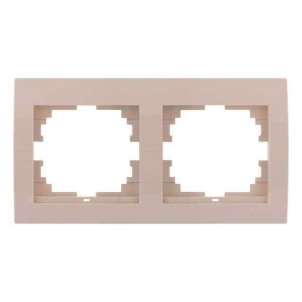 Рамка 2-местная горизонтальная кремовая, Deriy, Lezard