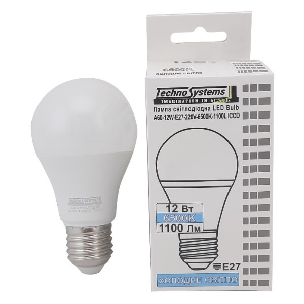 Светодиодная лампа TNSy LED Bulb-A60-12W-E27-220V-6500K-1100L ICCD (TNSy5000255) - фото №3