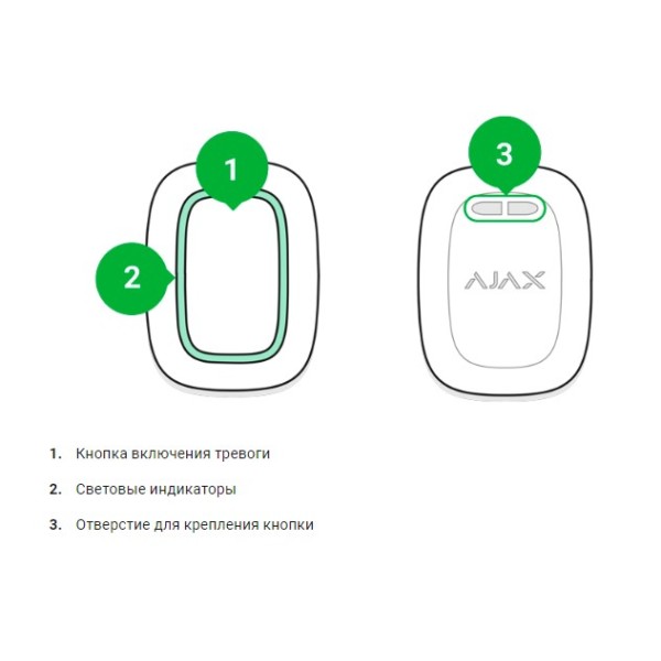 Беспроводная тревожная кнопка сигнализации Ajax 14729 Button белая - фото №6