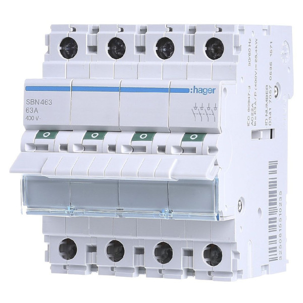 Выключатель нагрузки Hager SBN463 4P 63А/400В 4м