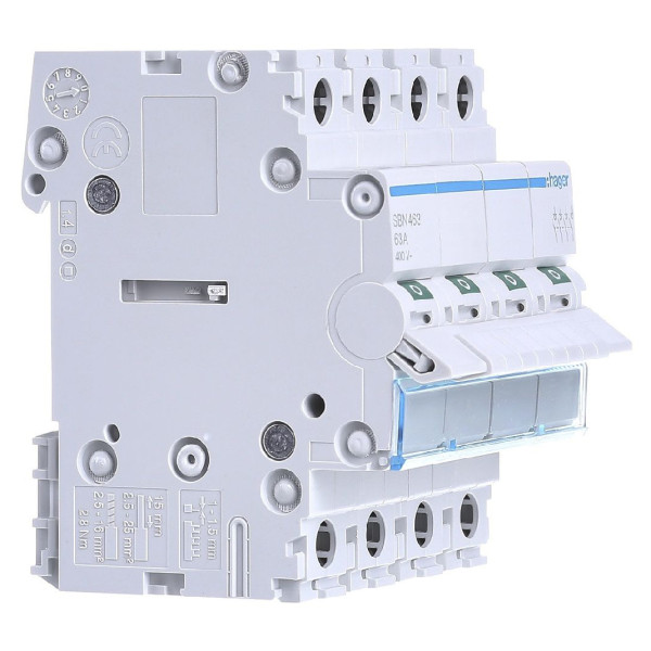 Выключатель нагрузки Hager SBN463 4P 63А/400В 4м - фото №1