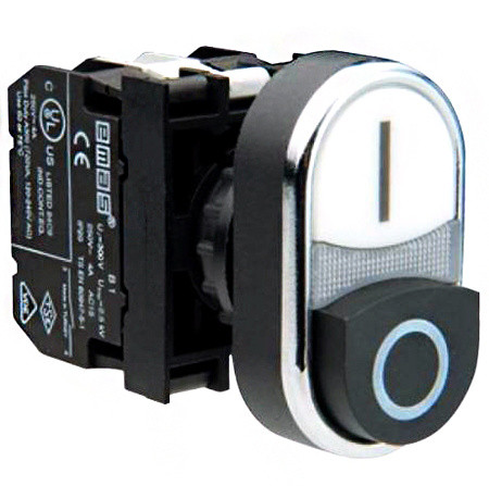 Кнопка EMAS CP102K21HB сдвоенная выступающая (1НО+1НЗ)