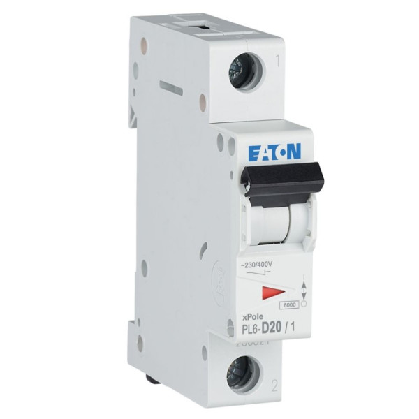 Автоматический выключатель Eaton PL6-D20/1 6кА 20A - фото №2