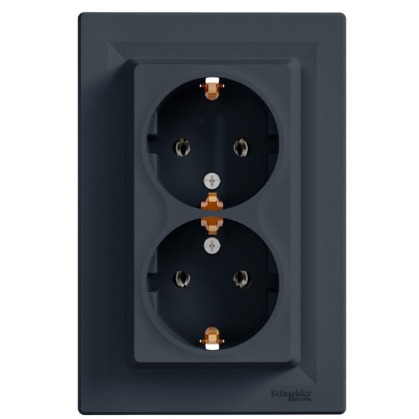 Двойная розетка Schneider Electric Asfora EPH9900171 с заземлением (антрацит)