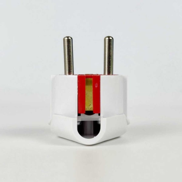 Вилка штепсельная EL-BI "L" с заземлением бело-красная инд.уп.( 505-005301-820 ) - фото №3