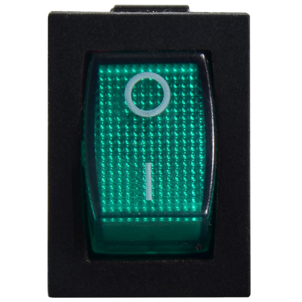 Переключатель Аско-Укрем KCD1-2-101N GR/B с подсветкой зеленый (A0140040054) - фото №1