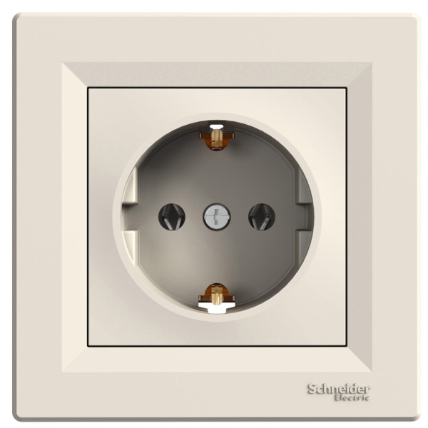 Розетка одинарная кремовая Asfora, EPH2900123