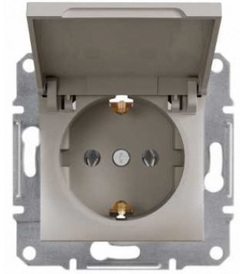 Розетка одинарная с крышкой без рамки бронза Asfora, EPH3100169