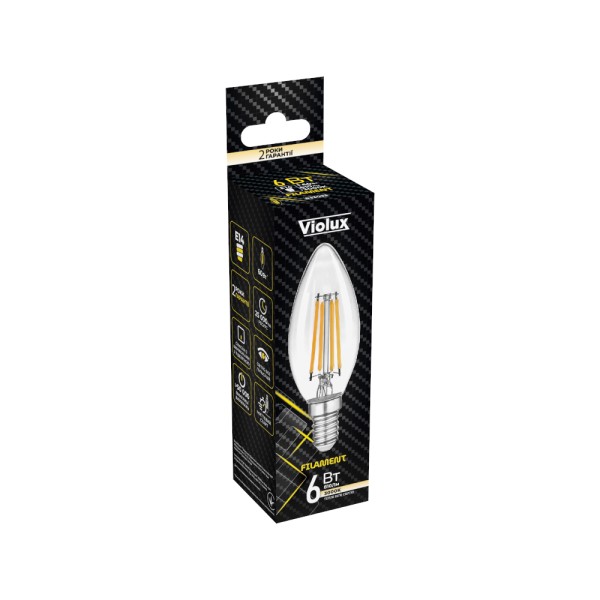 Лампа LED FILAMENT С37 6W E14 3000K VIOLUX ( 833033 ) - фото №1
